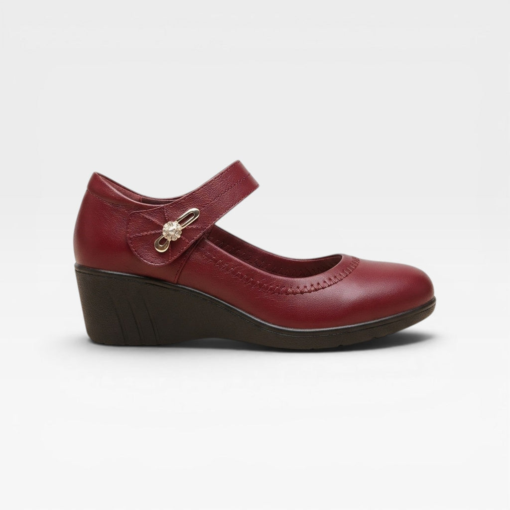 Women's Leather Mary Jane Mid Heel Shoes