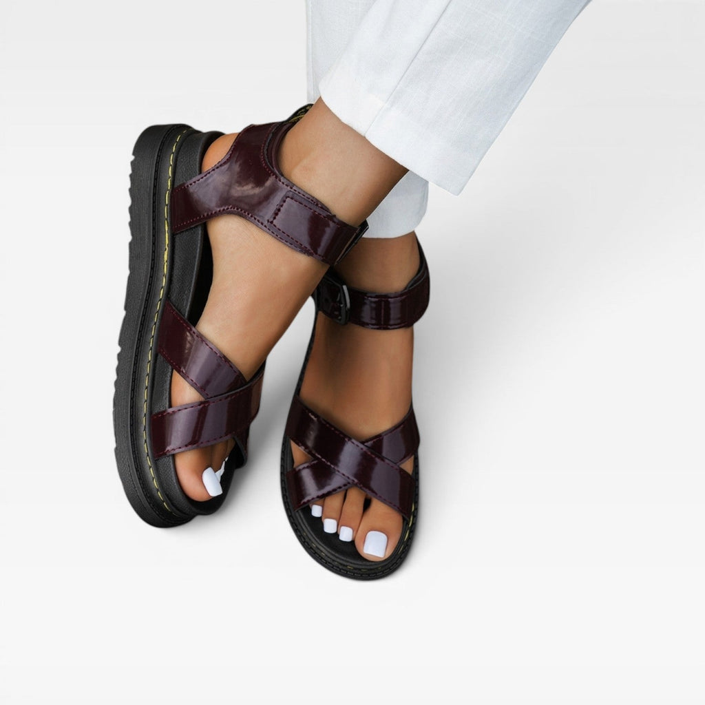 Women's Chunky Wedge Sandals with Crossover Straps — view 9