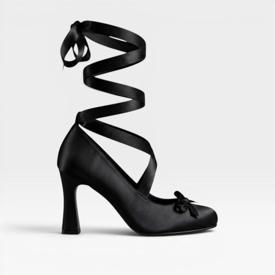 Women's Satin Court Shoes with Ribbon Lace-Up — view 8