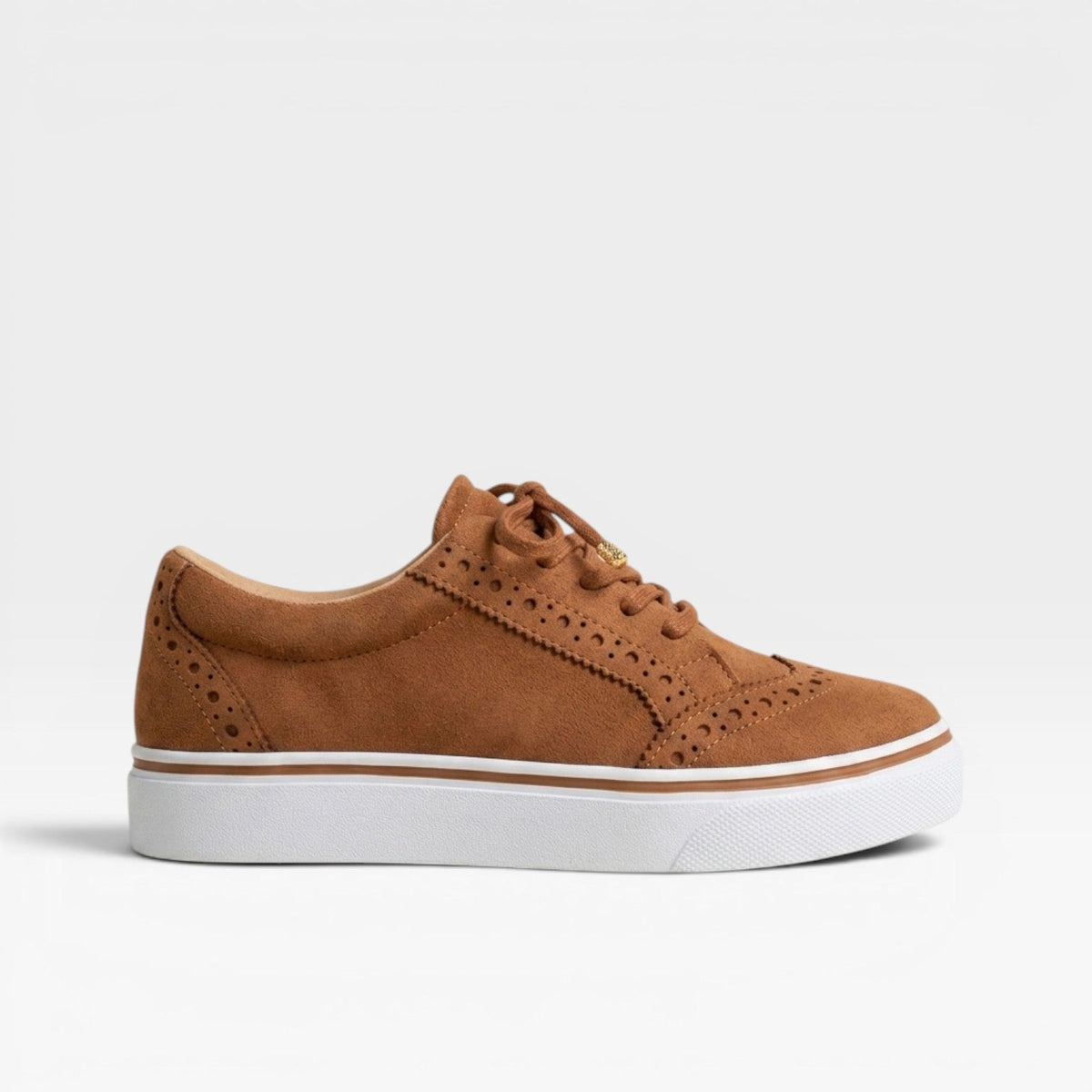 Women's Faux Suede Platform Brogue Trainers