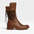 Women's Studded Lace-Up Leather Ankle Boots
