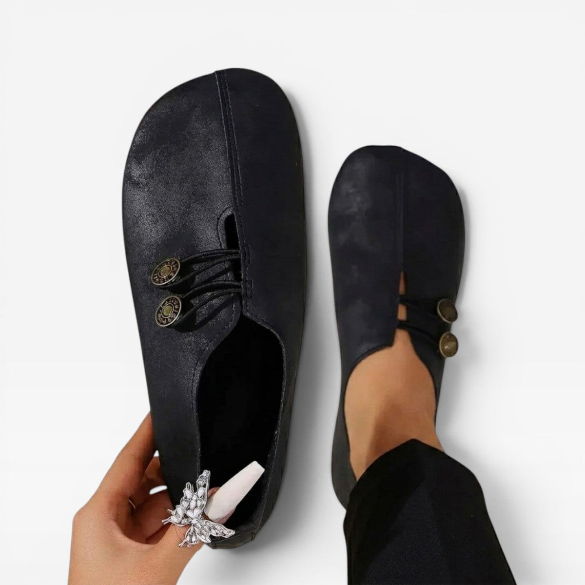 Women's Flat Button Loafers — view 2