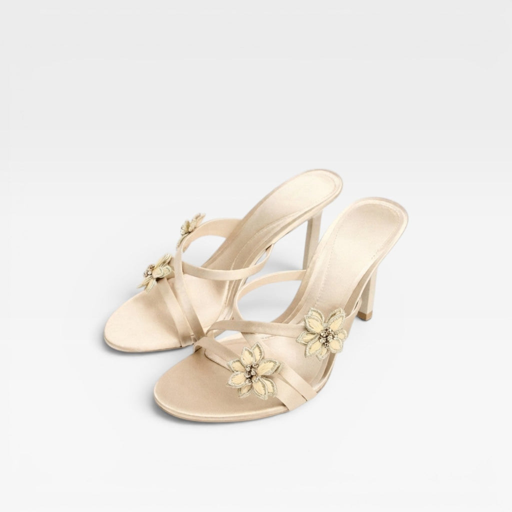 Women's Crystal Flower Stiletto Mule Sandals — view 2