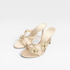 Women's Crystal Flower Stiletto Mule Sandals — view 2