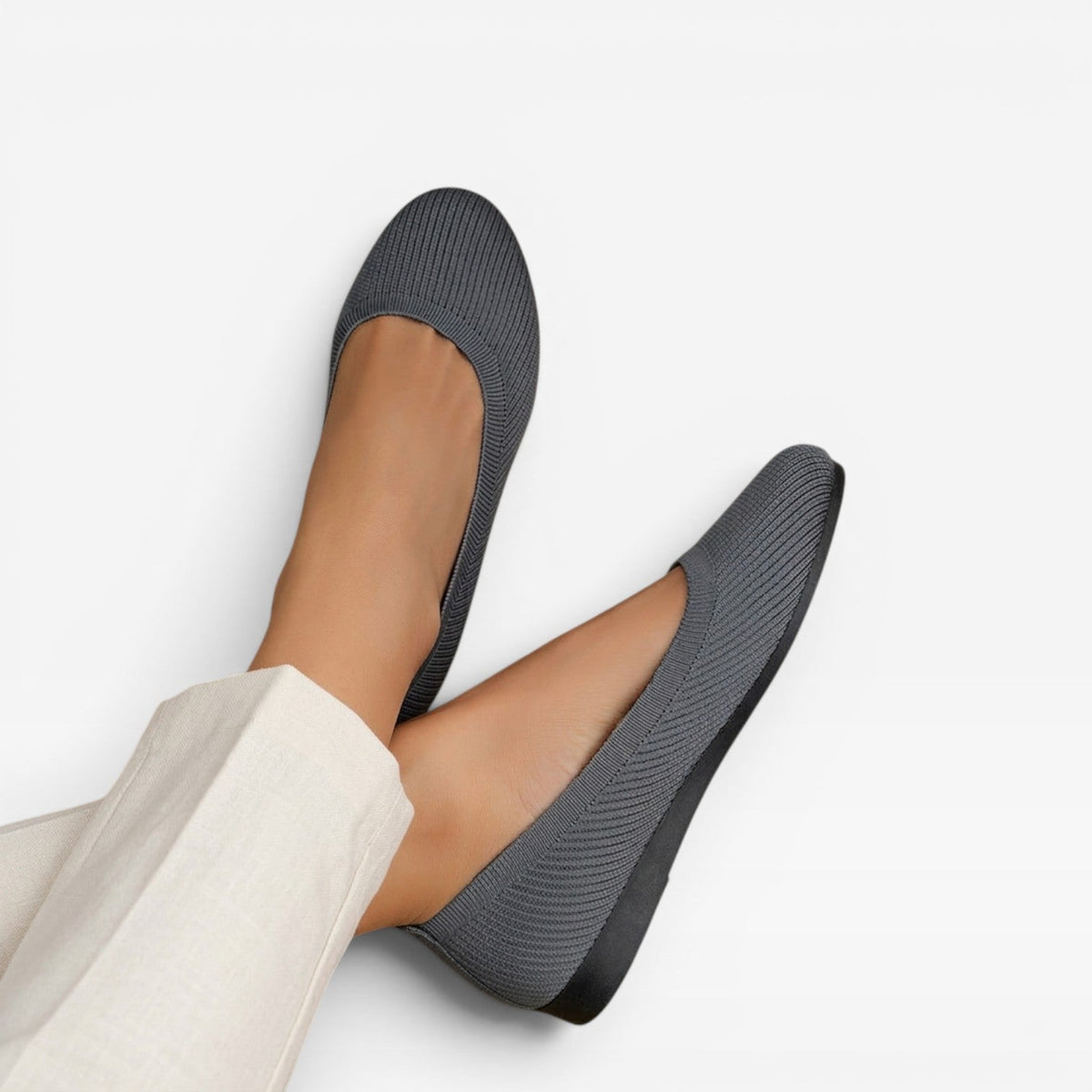 Women's Knitted Ballet Flats with Padded Sole — view 14