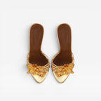 Women's Gold Flower Sculpted Stiletto Mules — view 4
