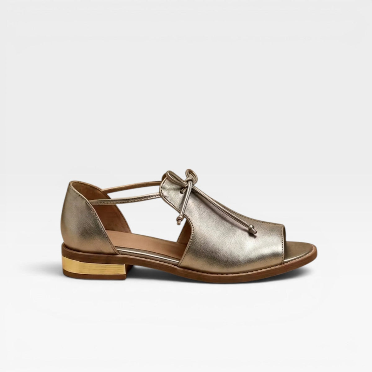 Women's Leather Open-Toe Sandals with Ankle Strap