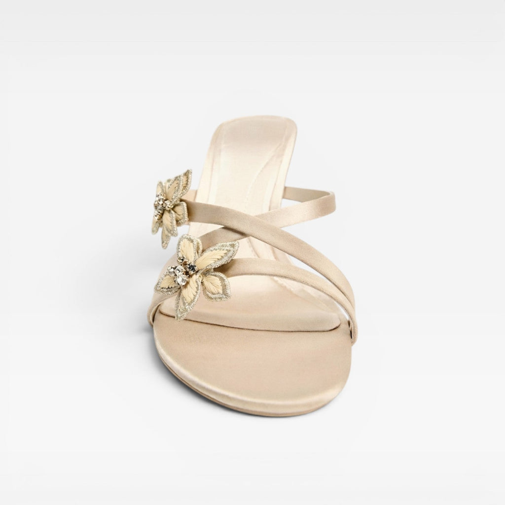 Women's Crystal Flower Stiletto Mule Sandals — view 3