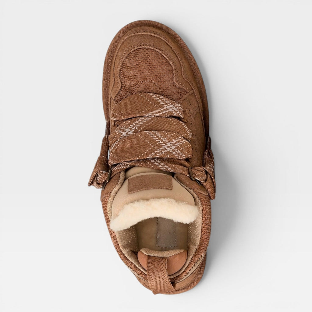 Women's Chunky Suede Trainers with Sheepskin Lining — view 4