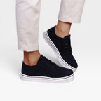 Women's Faux Suede Platform Brogue Trainers — view 7