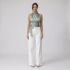 Women's belted halter-neck sleeveless top