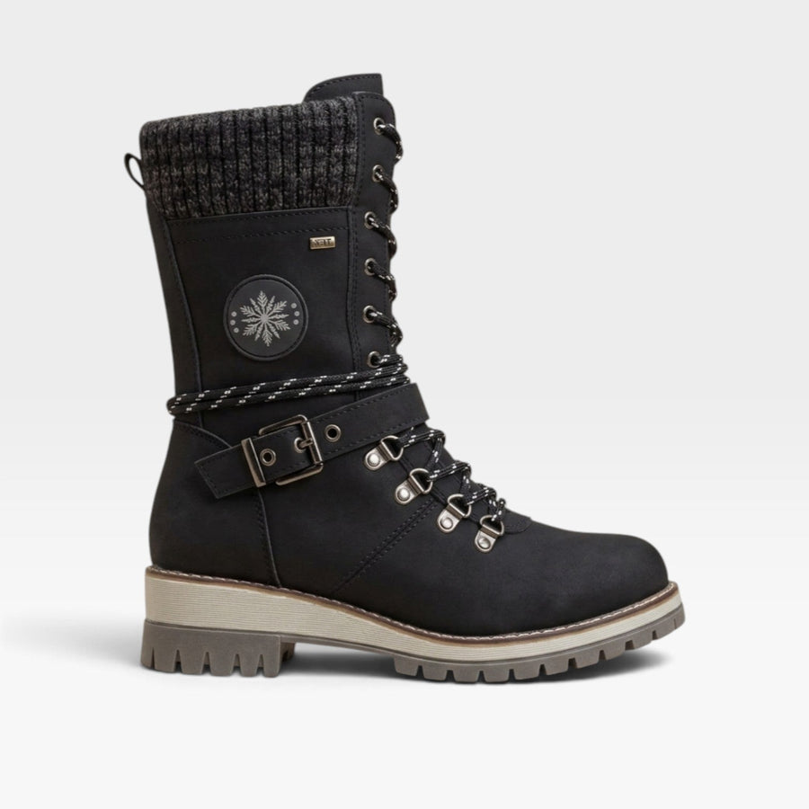 Women's Lace-Up Winter Boots with Knitted Cuff