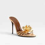 Women's Gold Flower Sculpted Stiletto Mules — view 2