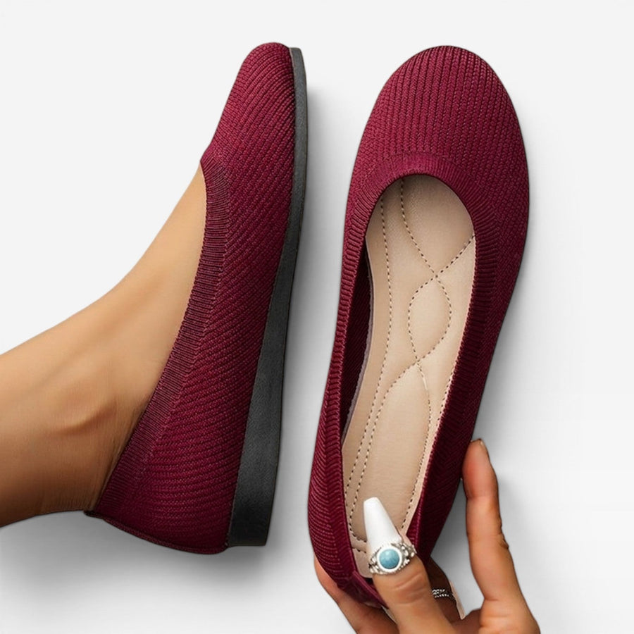 Women's Knitted Ballet Flats with Padded Sole — view 6