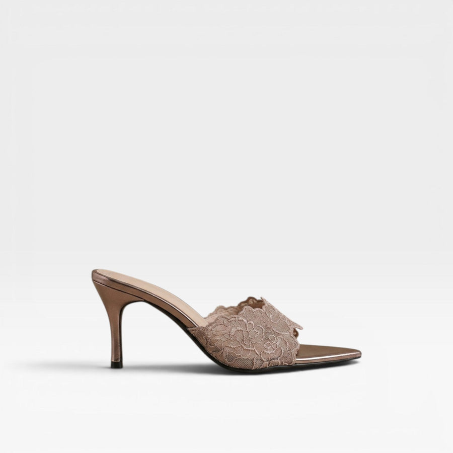 Women's Lace Pointed Toe Stiletto Mules