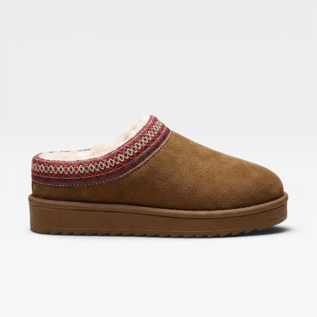 Women's Embroidered Fleece-Lined Platform Mules