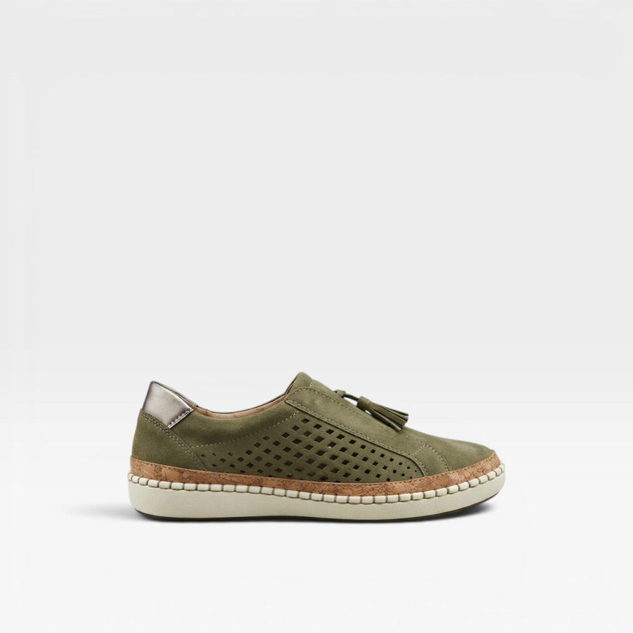 Women's Perforated Suede Slip-On Trainers with Tassels