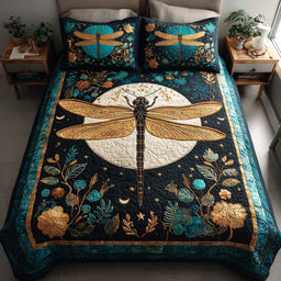 Golden Dragonfly 3-Piece Bedding Set