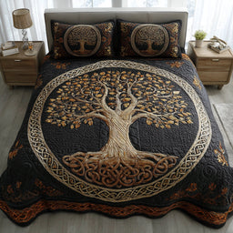 Golden Tree of Life 3-Piece Bedding Set