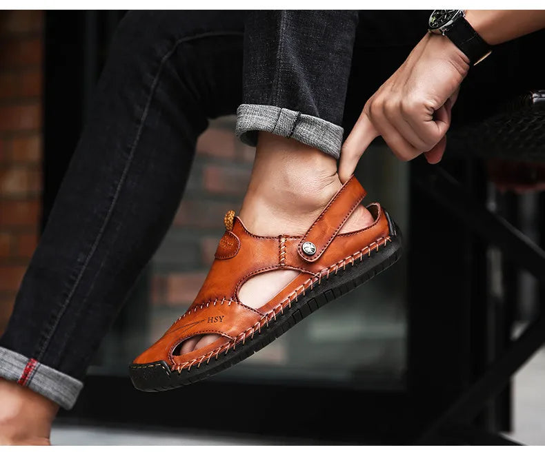 Men's Classic Leather Sandals – Mijas