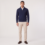 Men's quarter-zip knitted-look jumper with stand collar