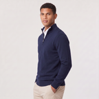 Men's quarter-zip knitted-look jumper with stand collar