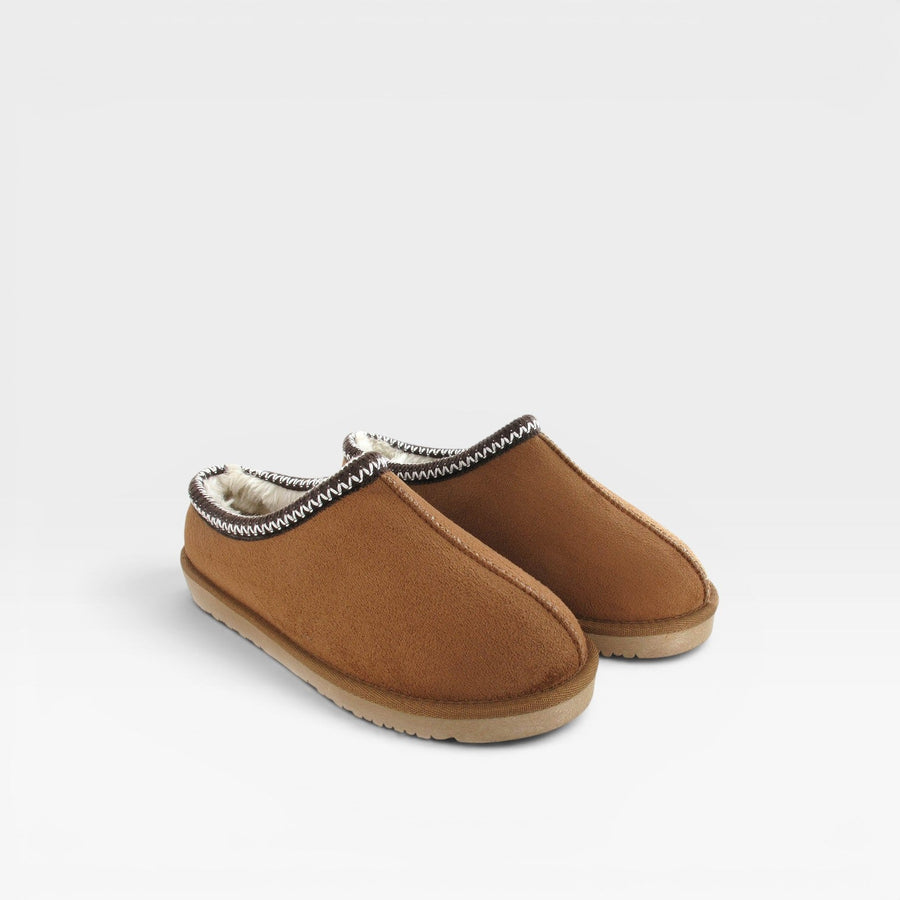 Women's Suede Mule Slippers with Faux Fur Lining — view 4