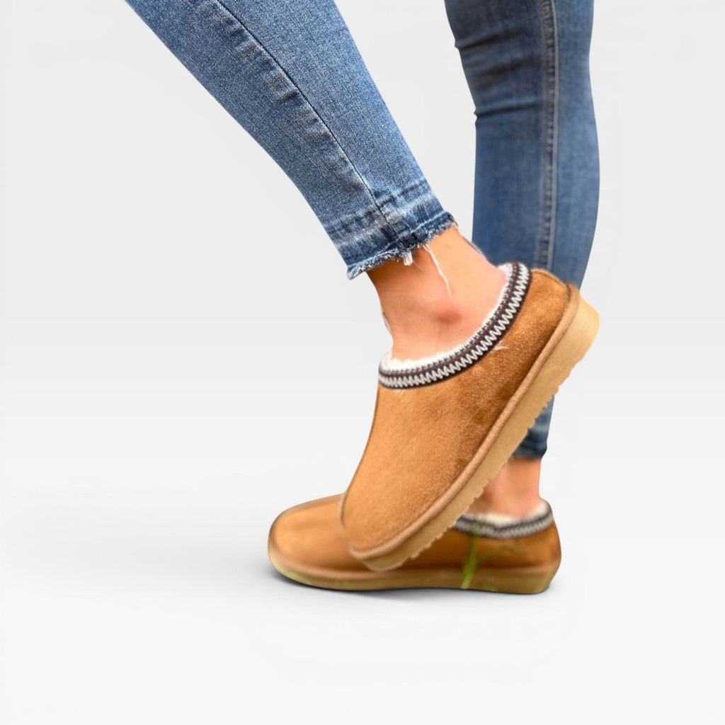 Women's Suede Mule Slippers with Faux Fur Lining — view 5