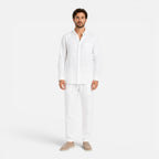 Men's linen-look long-sleeve shirt and trousers co-ord set