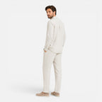 Men's linen-look long-sleeve shirt and trousers co-ord set