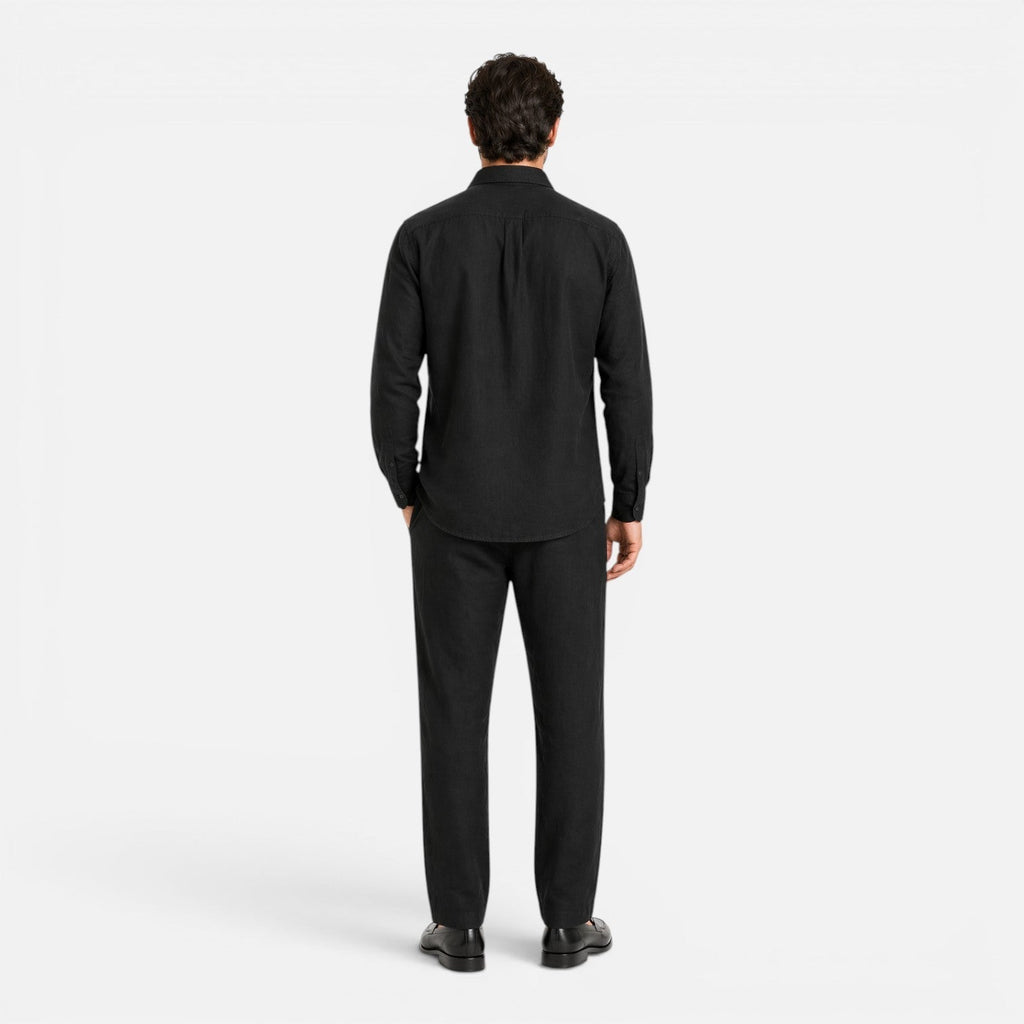 Men's linen-look long-sleeve shirt and trousers co-ord set