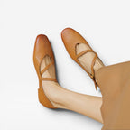 Women's Leather Mary Jane Flats with Buckle Strap — view 2