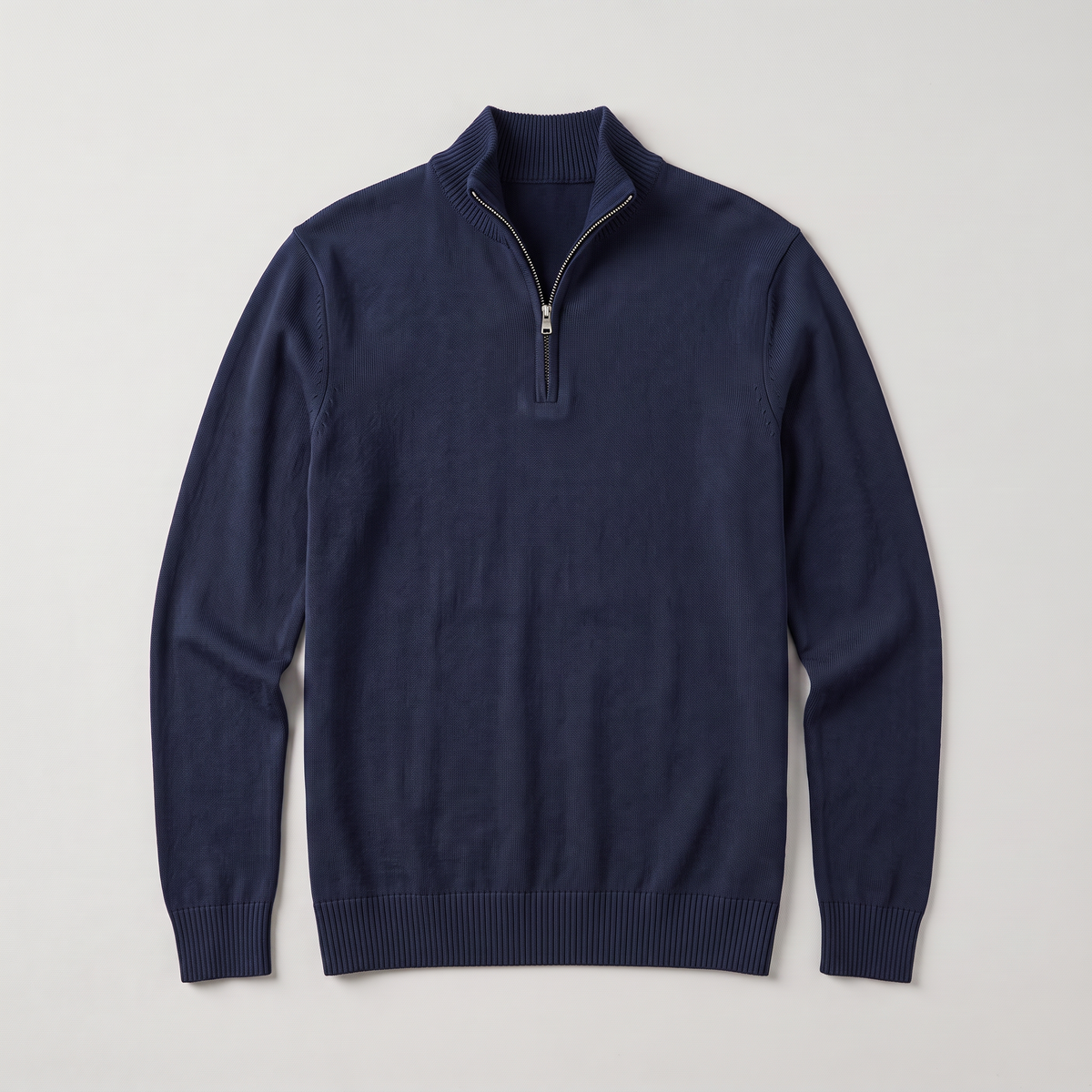 Men's quarter-zip knitted-look jumper with stand collar