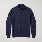 Men's quarter-zip knitted-look jumper with stand collar