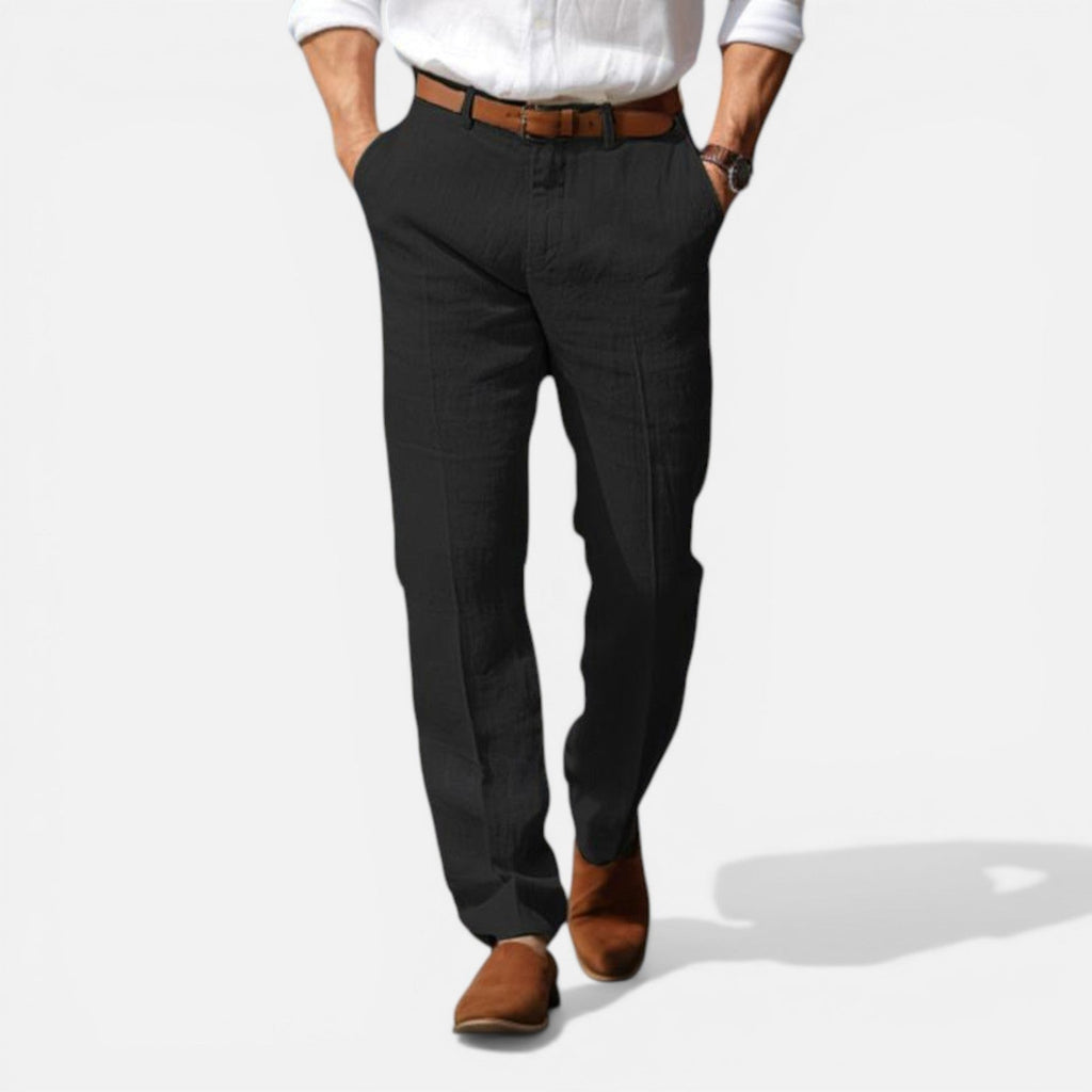 Men's tailored fit linen-look summer trousers