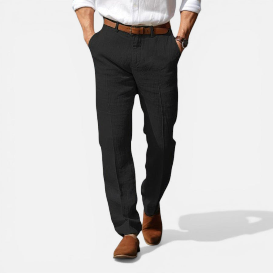 Men's tailored fit linen-look summer trousers