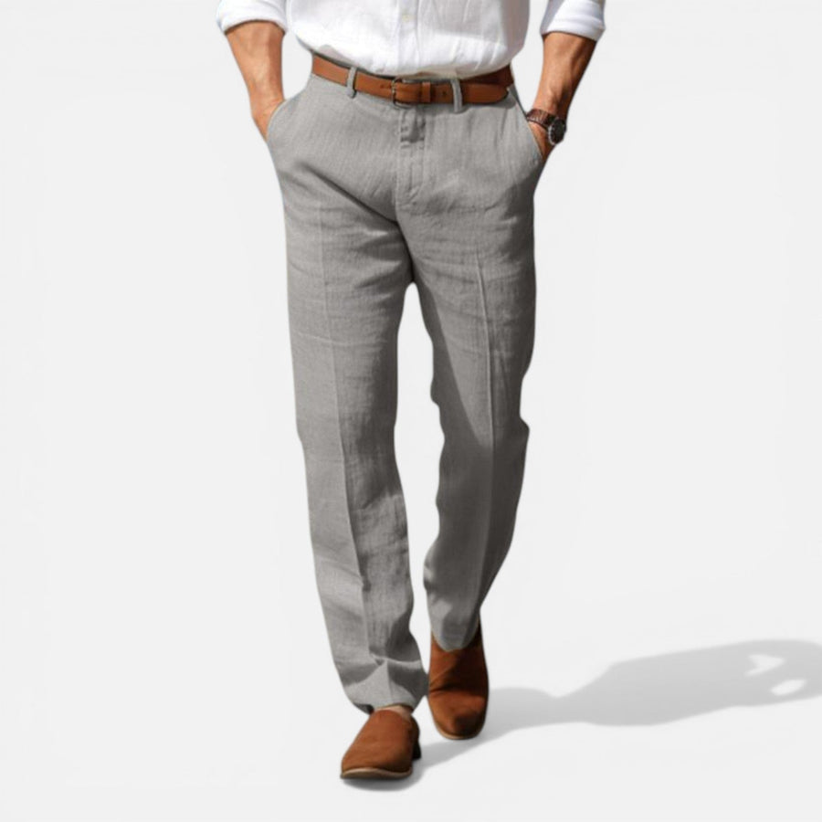 Men's tailored fit linen-look summer trousers