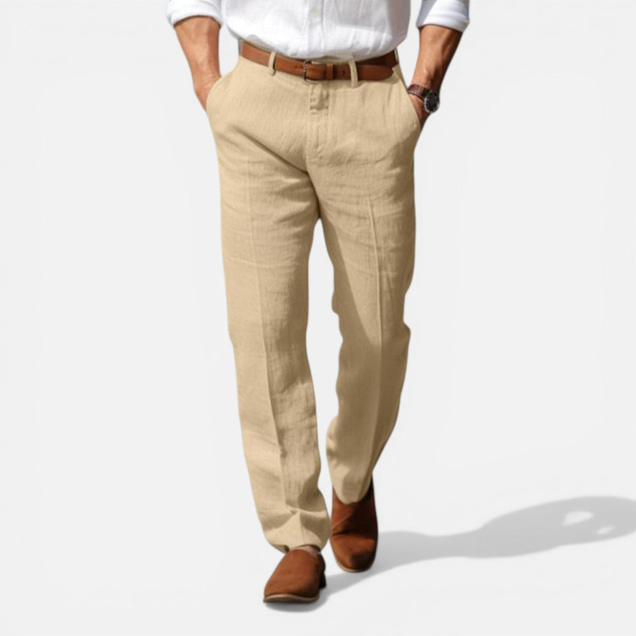 Men's tailored fit linen-look summer trousers