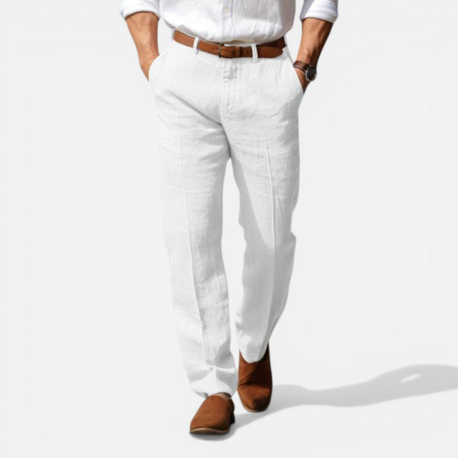 Men's tailored fit linen-look summer trousers