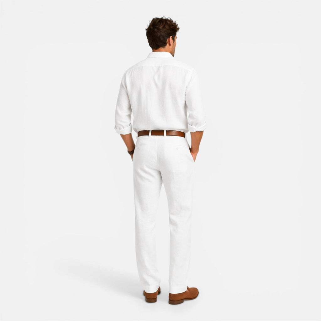 Men's tailored fit linen-look summer trousers