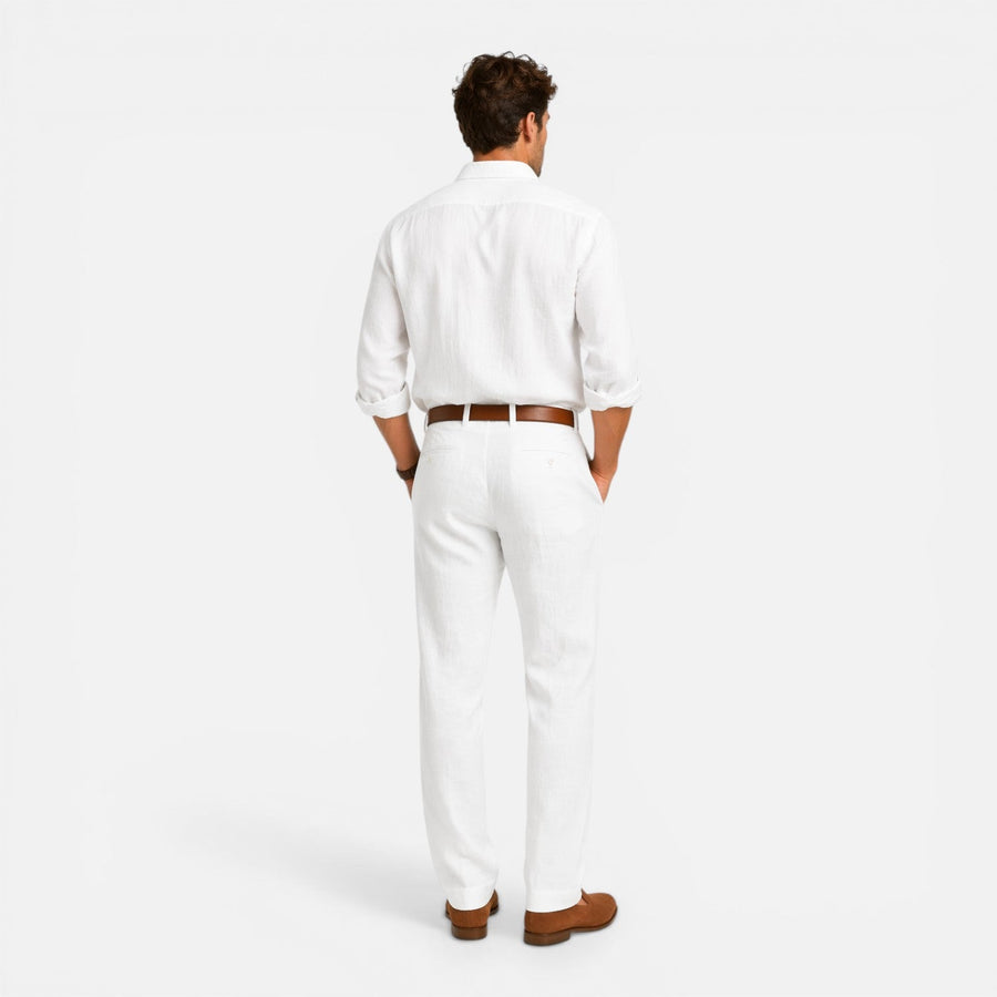 Men's tailored fit linen-look summer trousers