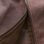 Men's leather-look zip-up biker jacket with zipped cuffs