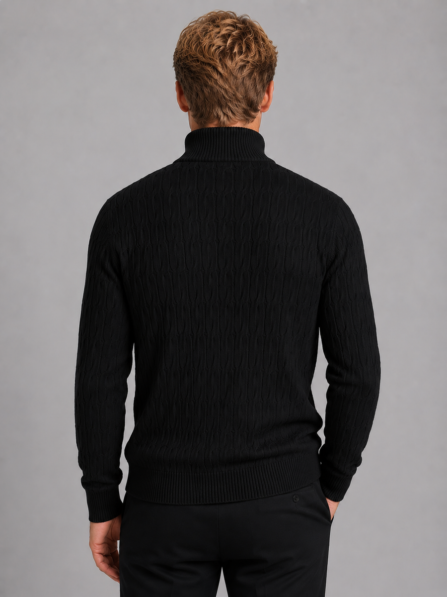 Men's textured knit funnel neck quarter-zip jumper