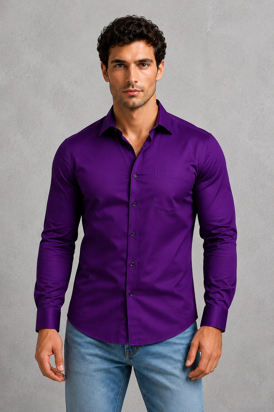 Men's wrinkle-resistant point collar formal shirt
