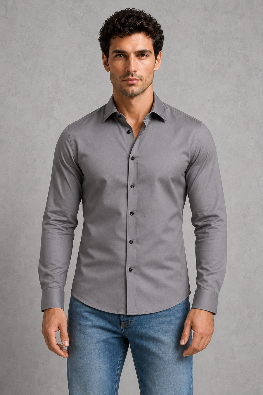 Men's wrinkle-resistant point collar formal shirt