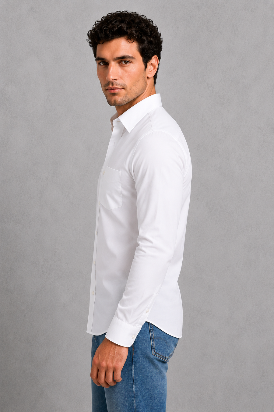 Men's wrinkle-resistant point collar formal shirt