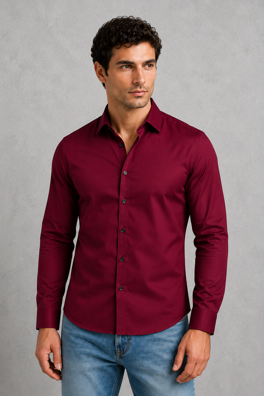 Men's wrinkle-resistant point collar formal shirt