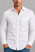 Men's wrinkle-resistant point collar formal shirt
