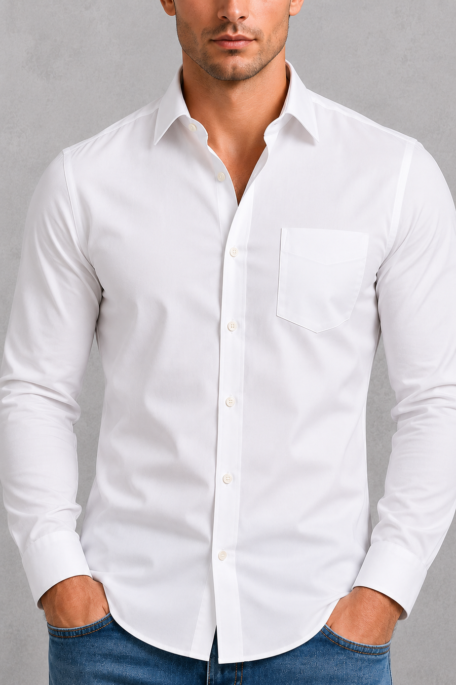 Men's wrinkle-resistant point collar formal shirt