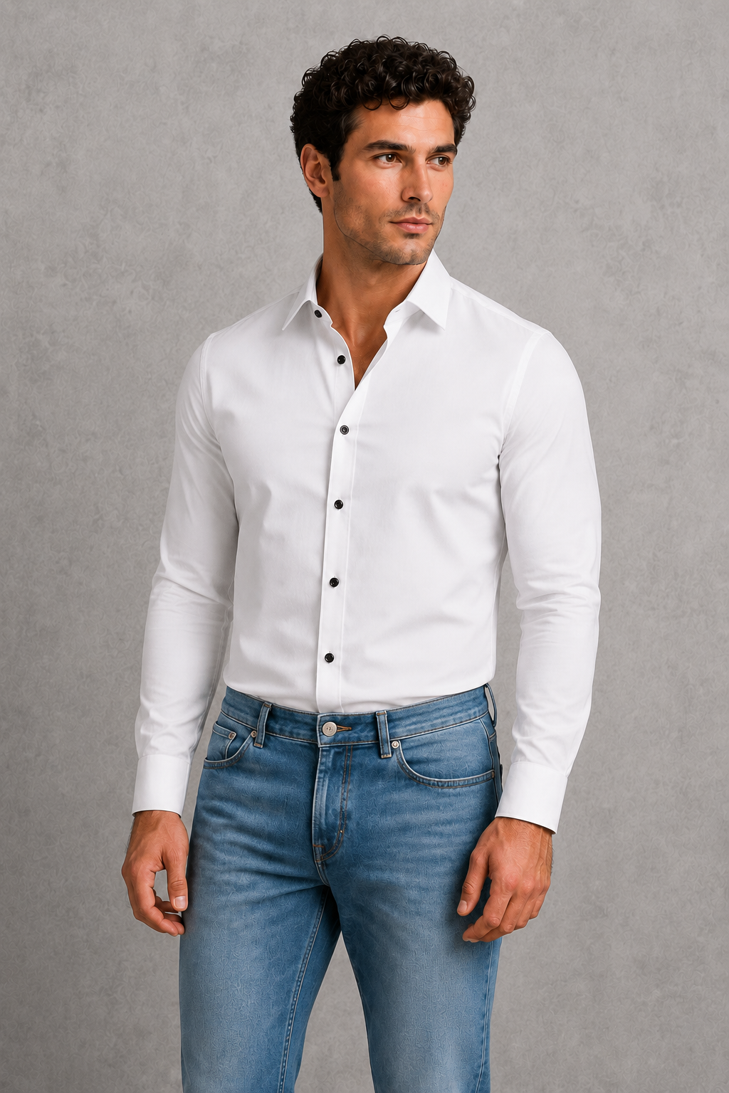 Men's wrinkle-resistant point collar formal shirt